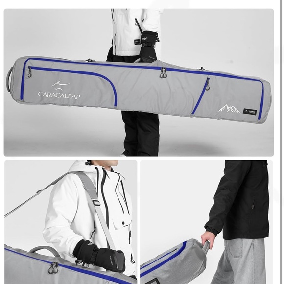 Ski Snowboard Bag Fully Padded for Air Travel 2 pair, Double Snowboard Bag - Picture 6 of 10